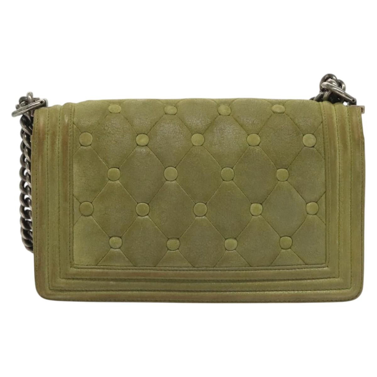 Chanel Celtic Boy Flap Bag Suede Green Suede Shoulder Bag Bag