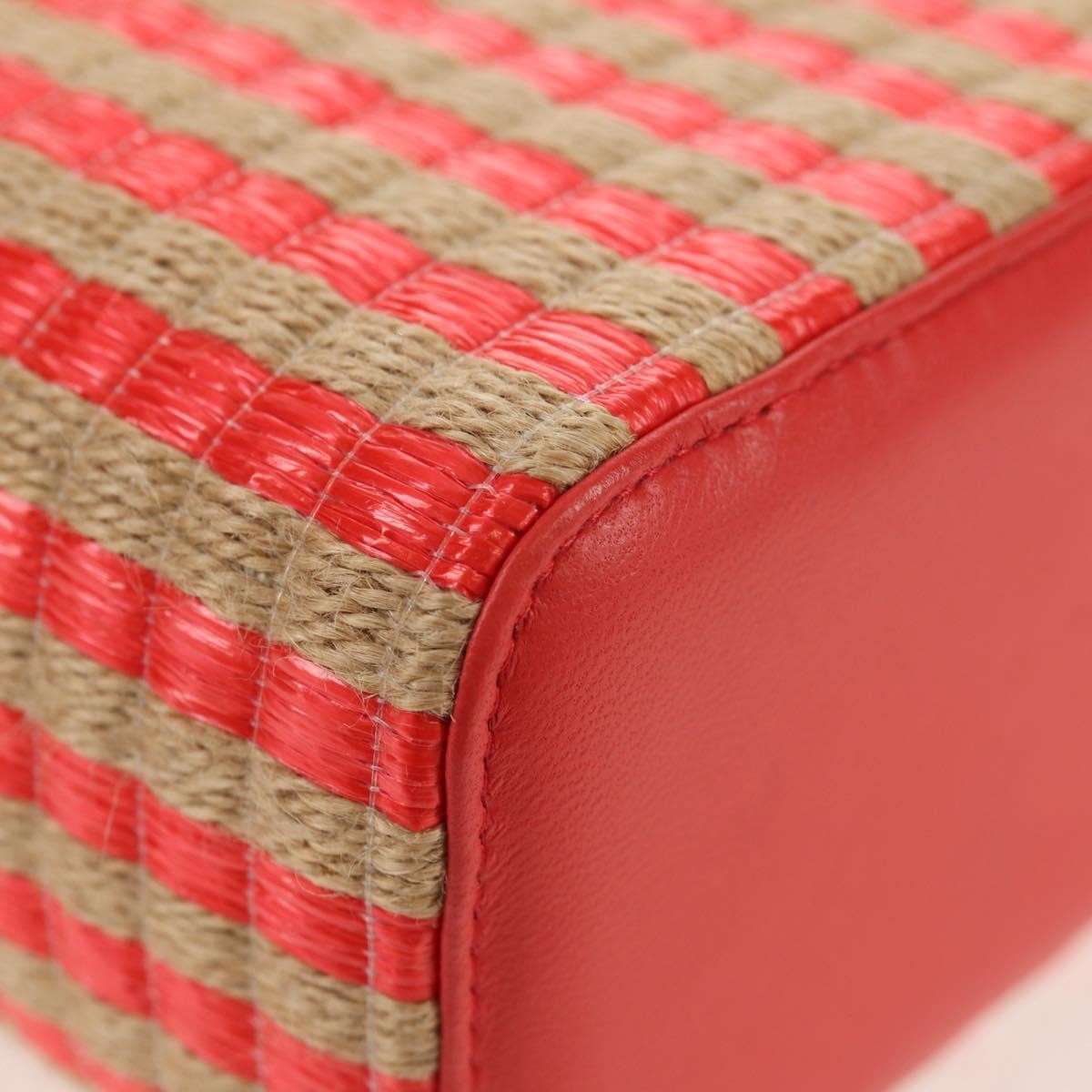 Chanel Classic Vanity Case With Chain Striped Raffia And Jute Beige Canvas Clutche & Pouche Bag