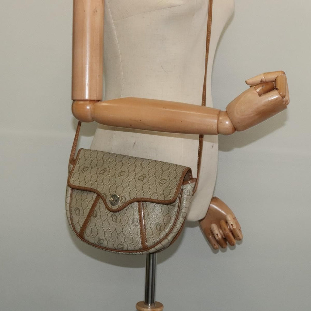 Christian Dior Vintage Honeycomb Shoulder Bag Canvas Beige Canvas Bag (Pre-Owned)