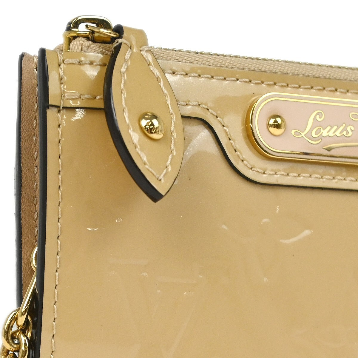 Louis Vuitton Pochette Clés Nm Monogram Vernis Patent Leather Beige Patent_Leather Wallets Accessory