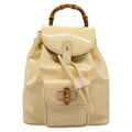 Gucci Vintage Bamboo Backpack Patent Beige Patent_Leather Backpack Bag (Pre-Owned)