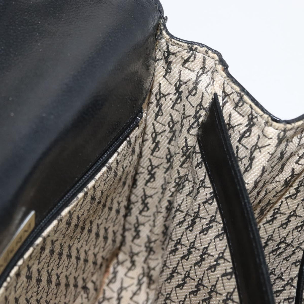 Saint Laurent Vintage Shoulder Bag Leather Black Leather Shoulder Bag Bag (Pre-Owned)