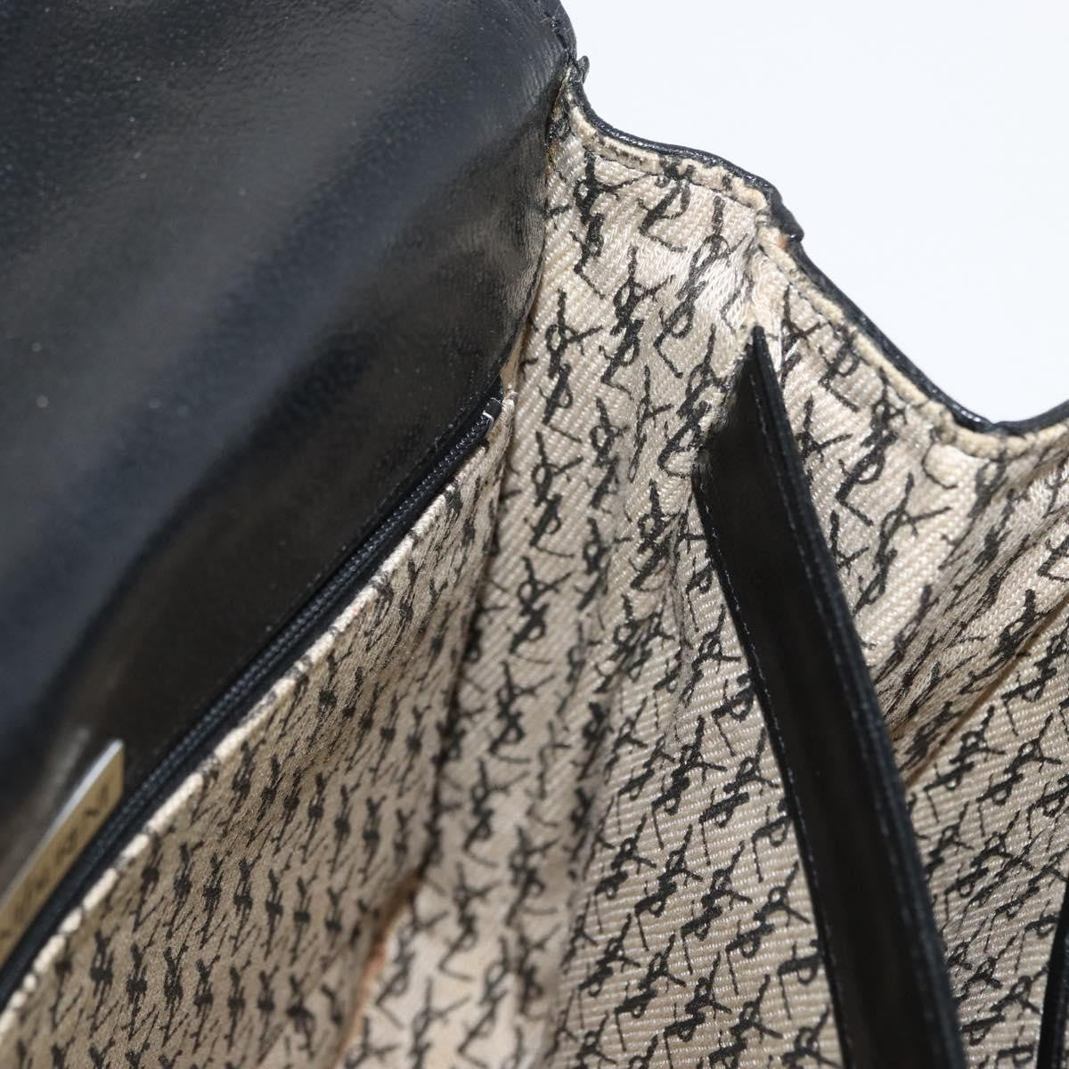 Saint Laurent Vintage Shoulder Bag Leather Black Leather Shoulder Bag Bag (Pre-Owned)