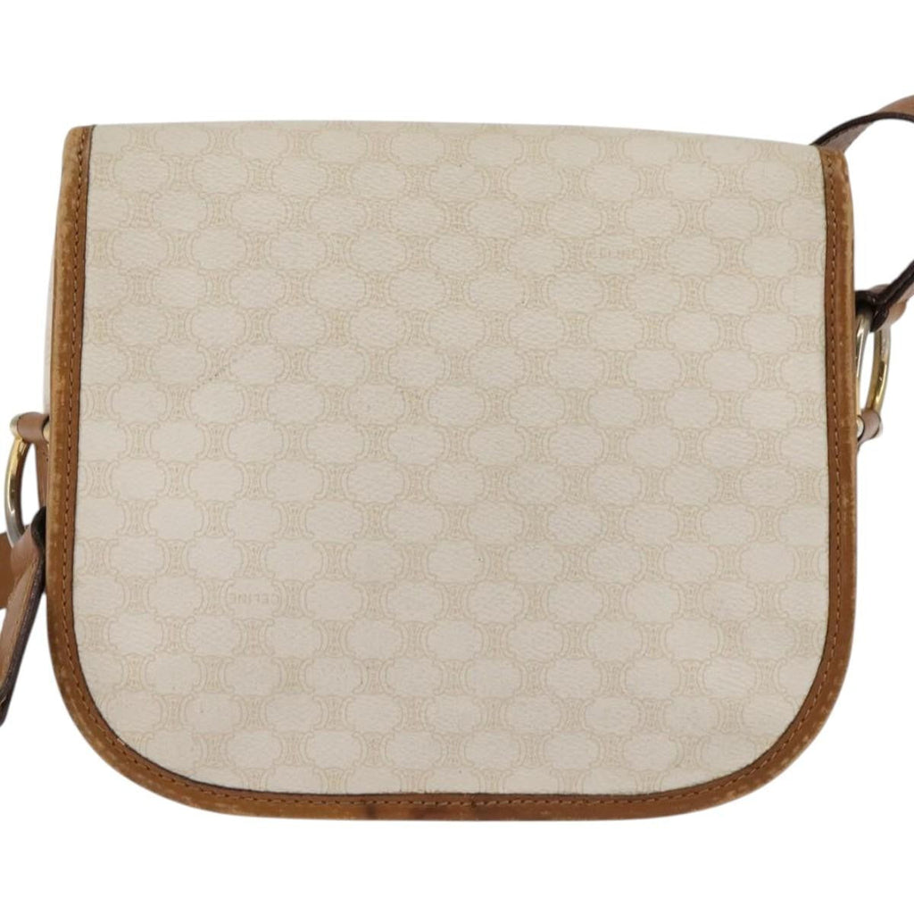 Celine Vintage Macadam Shoulder Bag Canvas And Leather Ecru Canvas Shoulder Bag Bag
