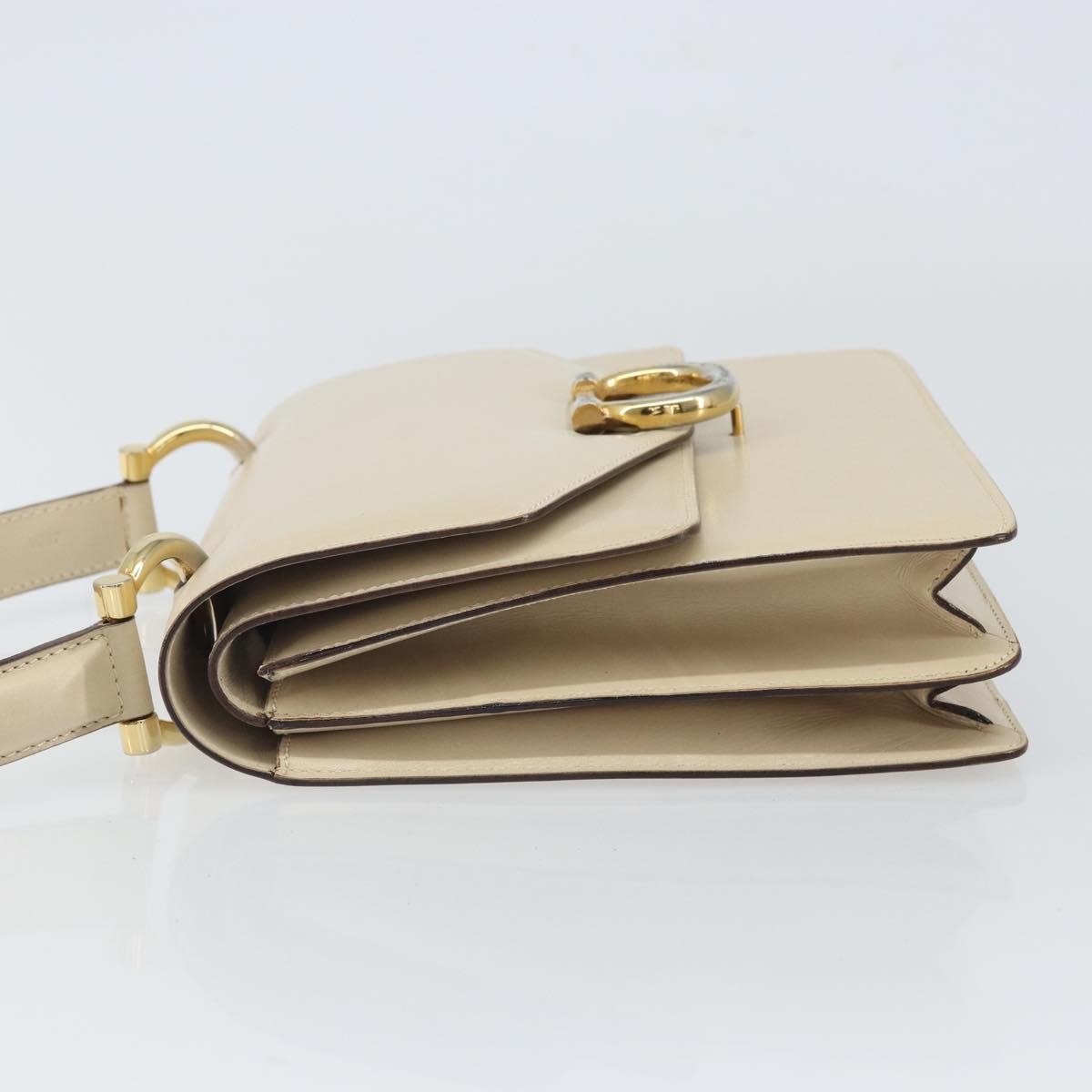 Celine Vintage Top Handle Bag Glazed Leather Ecru Leather Handbag