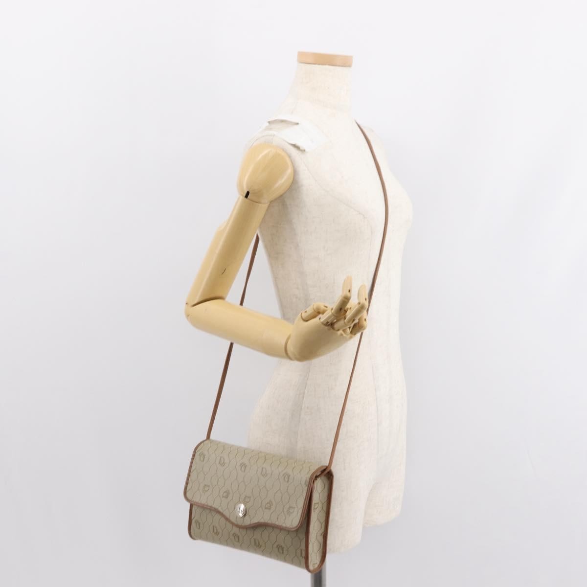 Christian Dior Vintage Honeycomb Flap Crossbody Bag Canvas And Leather Beige Canvas Shoulder Bag Bag (Pre-Owned)