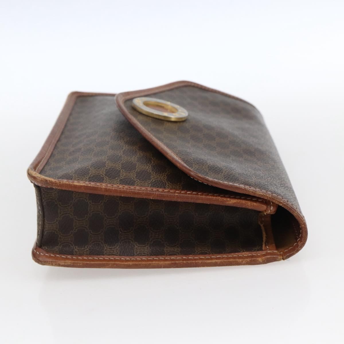 Celine Circle Logo Macadam Pouch Canvas And Leather Brown Canvas Clutche & Pouche Bag