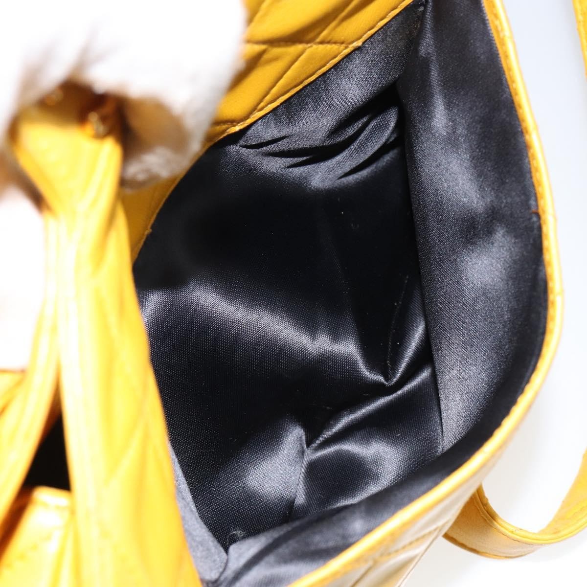 Chanel Vintage Cc Fold Over Shoulder Bag Quilted Lambskin Yellow Leather Shoulder Bag Bag