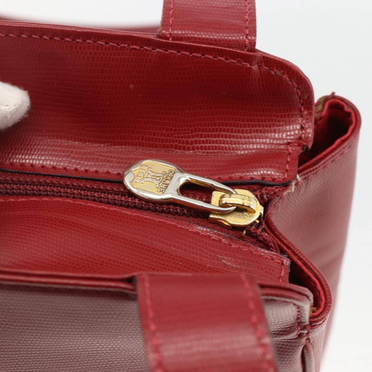 Celine Circle Logo Leather Burgundy Leather Tote Bag Bag