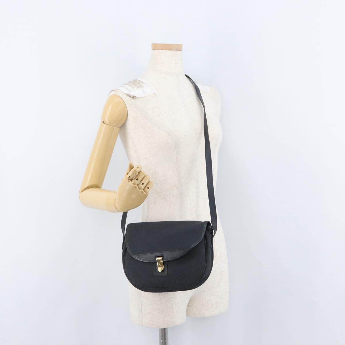 Christian Dior Vintage Honeycomb Flap Crossbody Bag Canvas And Leather Black Canvas Shoulder Bag Bag (Pre-Owned)