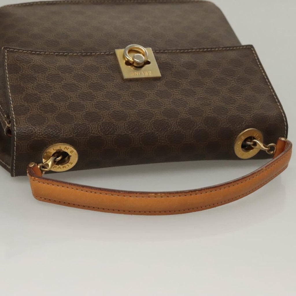 Celine Macadam Handbag Macadam With Leather Brown Canvas Handbag