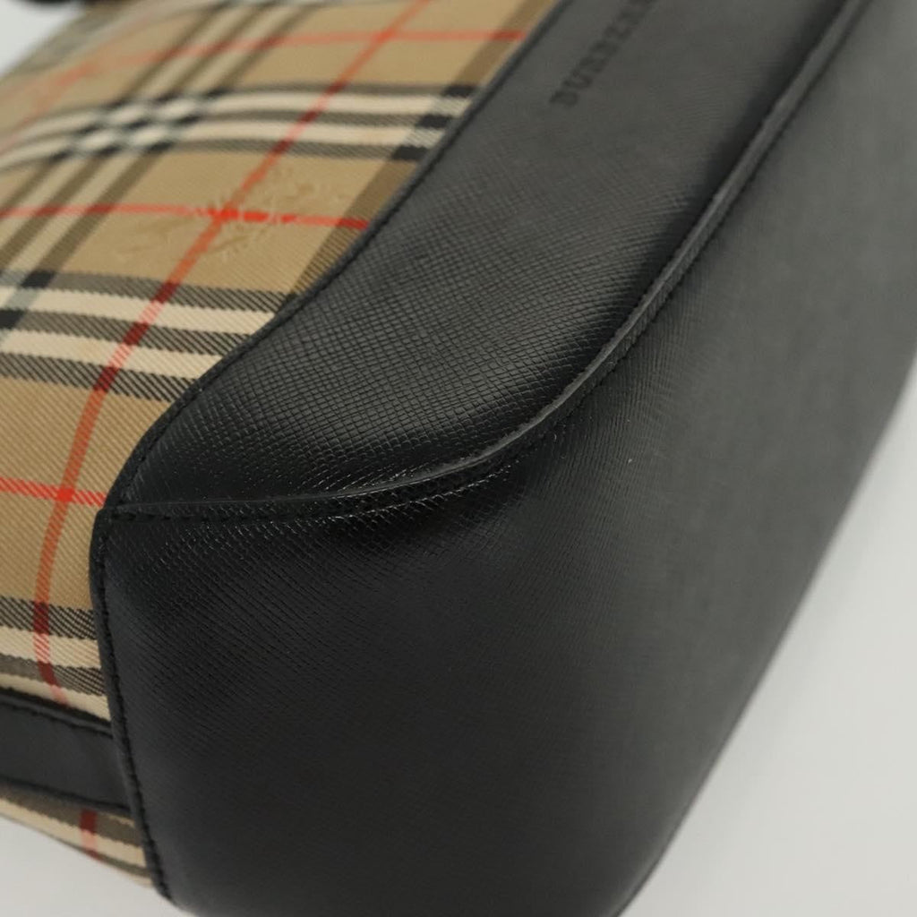 Burberry Nova Handbag Check Pattern Beige Canvas Bag