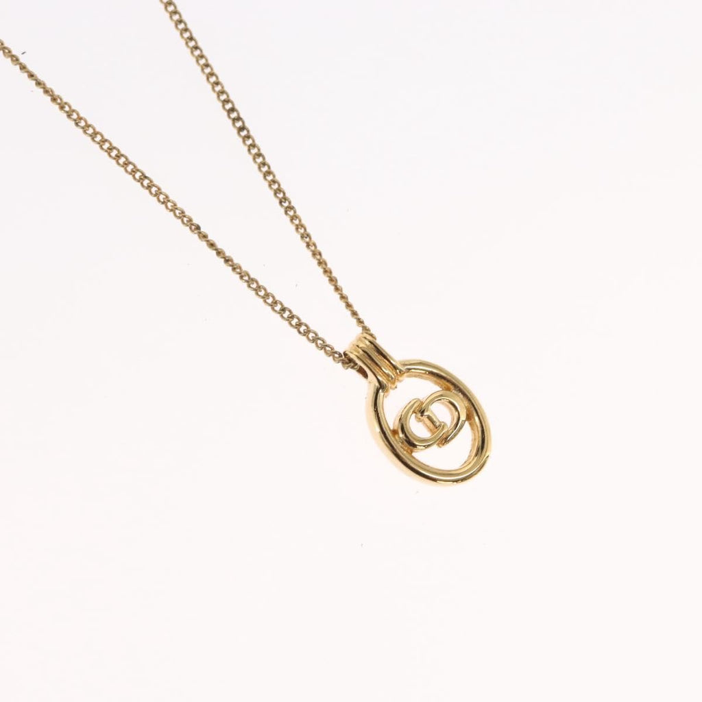 Christian Dior Cd Round Pendant Necklace Metal Gold Metal Necklace Jewelry (Pre-Owned)