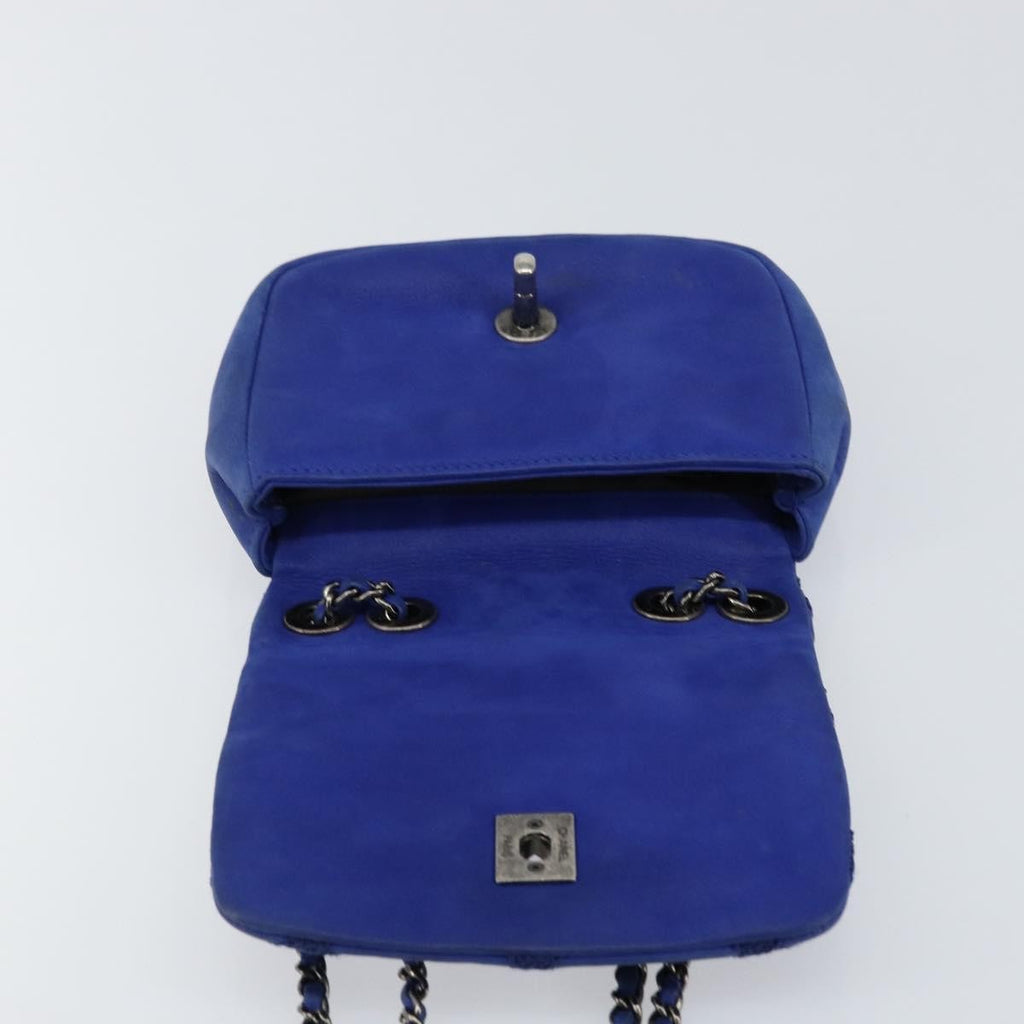 Chanel Diamond Stitch Chain Flap Bag Quilted Iridescent Calfskin Blue Leather Shoulder Bag Bag