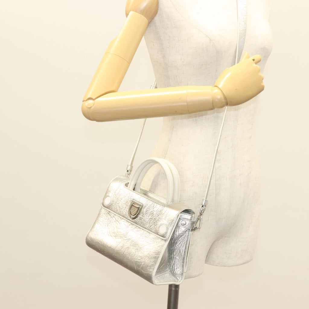 Christian Dior Diorever Bag Leather Silver Leather Bag (Pre-Owned)