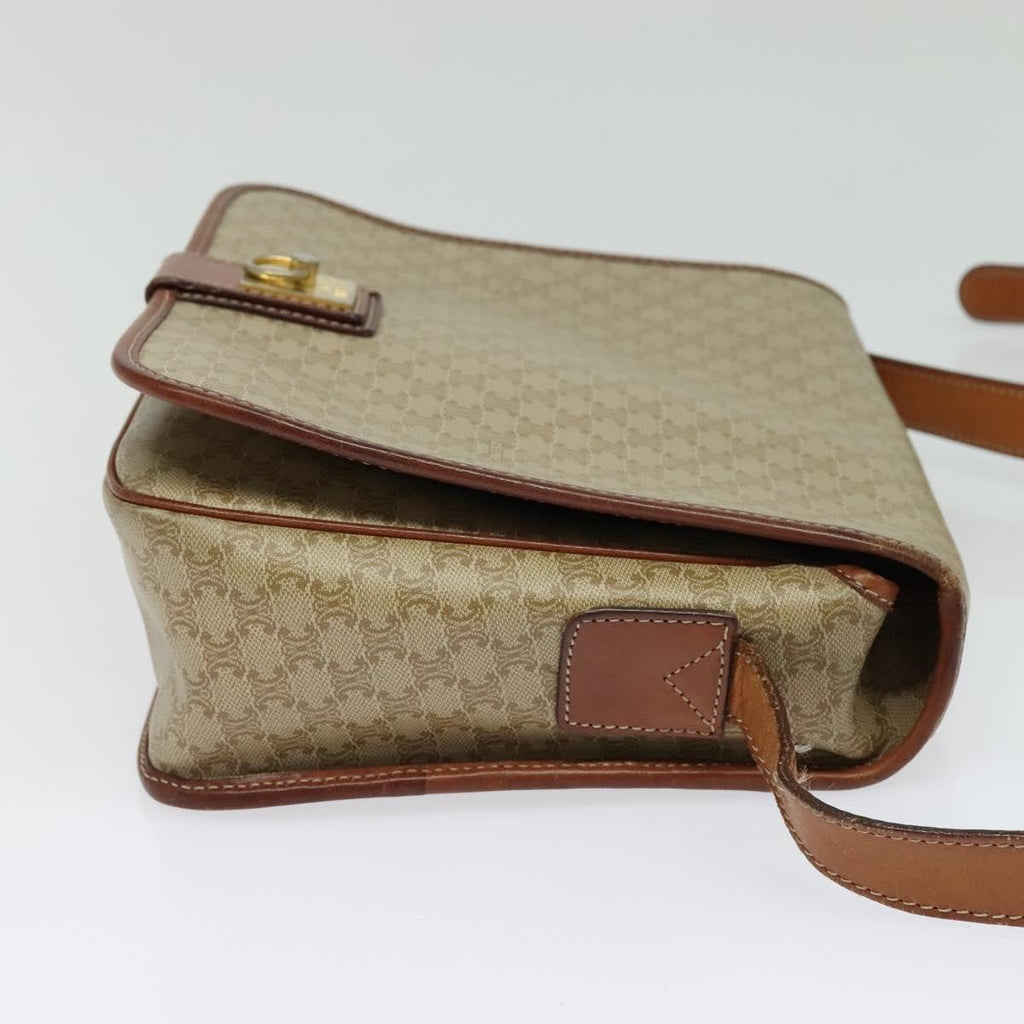 Celine Vintage Macadam Shoulder Bag Canvas And Leather Beige Canvas Shoulder Bag Bag