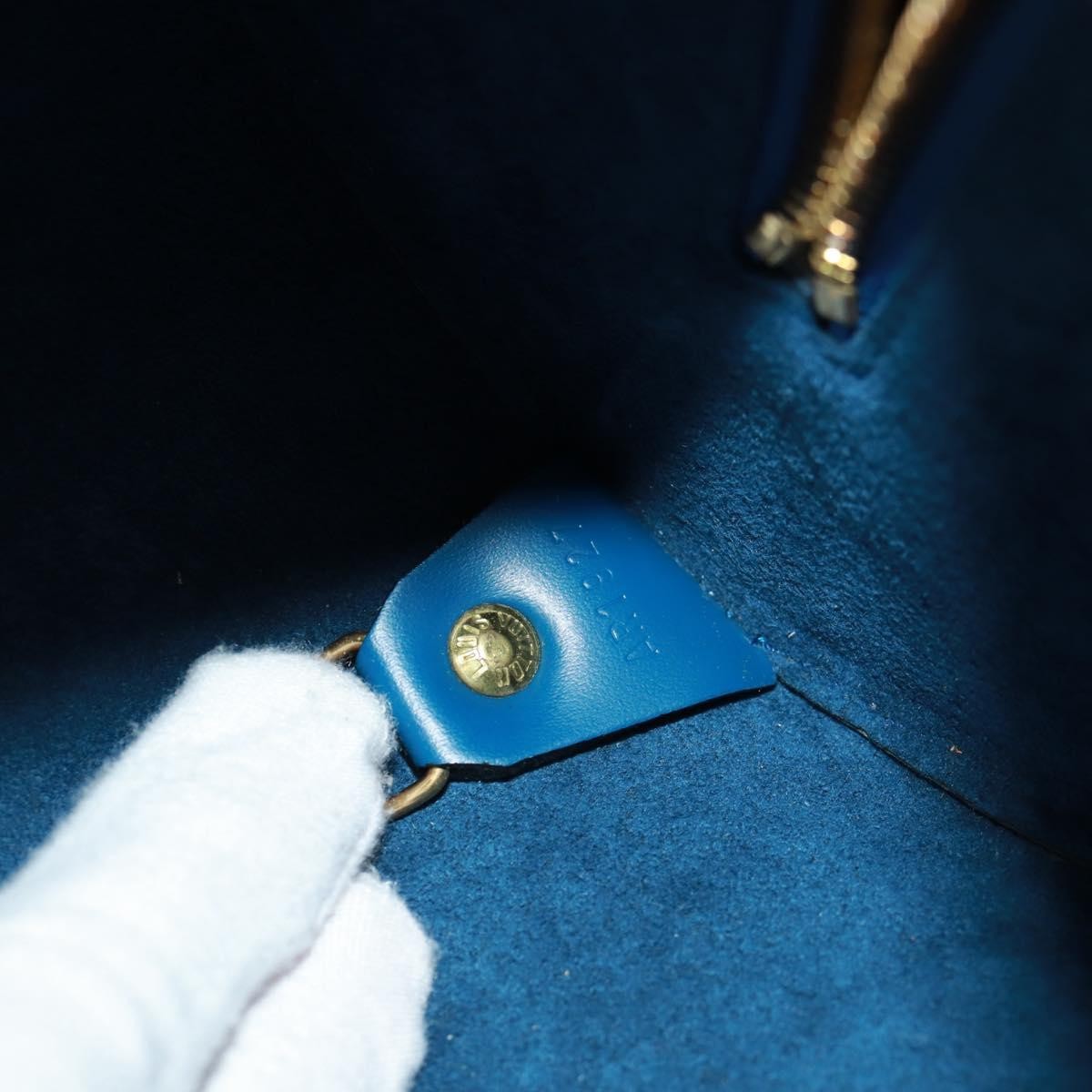 Louis Vuitton Soufflot Handbag Epi Leather Blue Leather Shoulder Bag