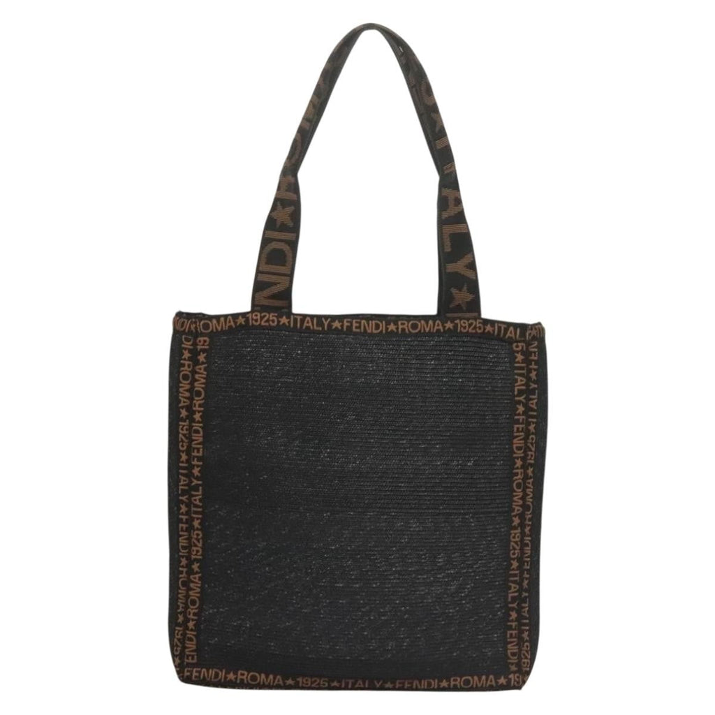 Fendi Zucca Tote Bag Straw Black Wood Tote Bag Bag