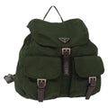 Prada Double Front Pocket Backpack Tessuto Khaki Nylon Backpack Bag