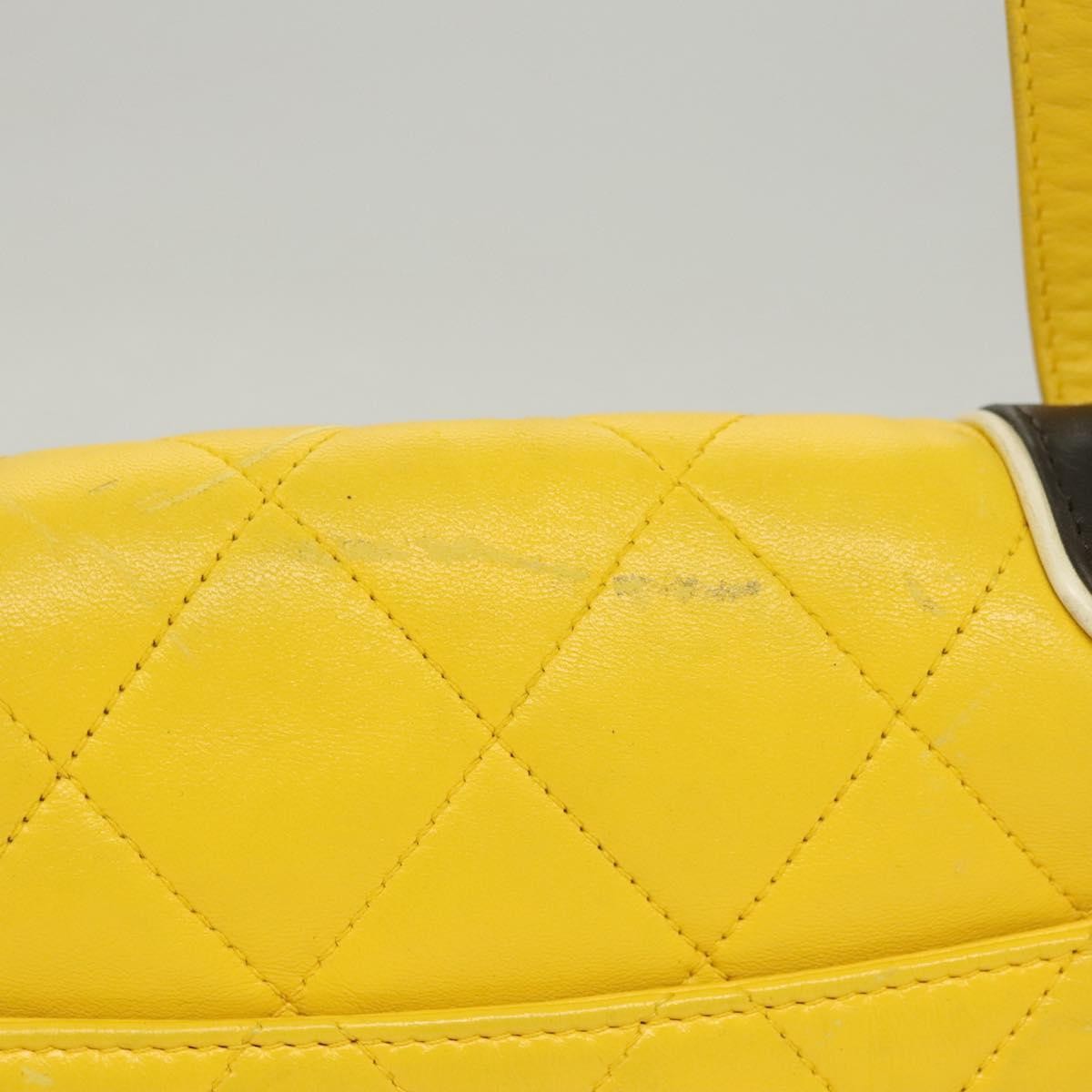 Chanel Two Tone Mademoiselle Lock Flap Bag Quilted Lambskin Yellow Leather Shoulder Bag Bag