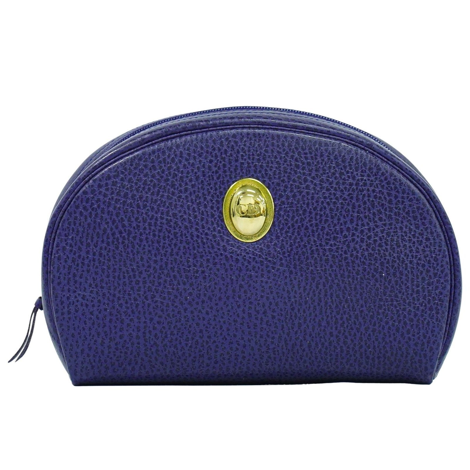 Christian Dior Vintage Zip Pochette Leather Blue Leather Clutche & Pouche Bag (Pre-Owned)
