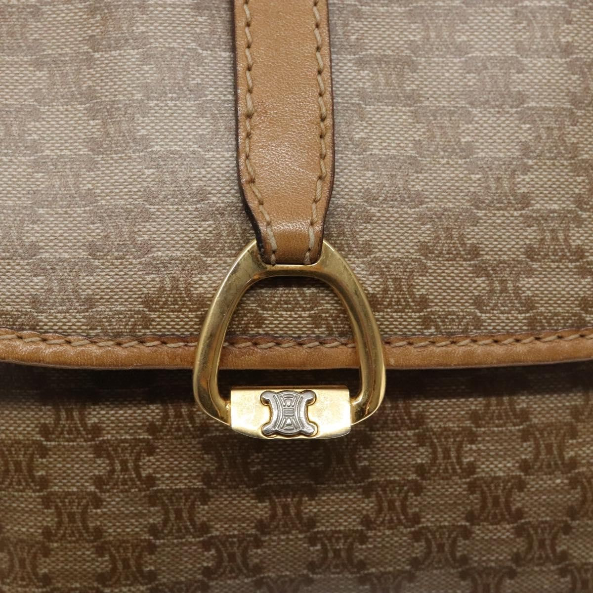 Celine Macadam Shoulder Bag Pvc Leather Beige Canvas Bag