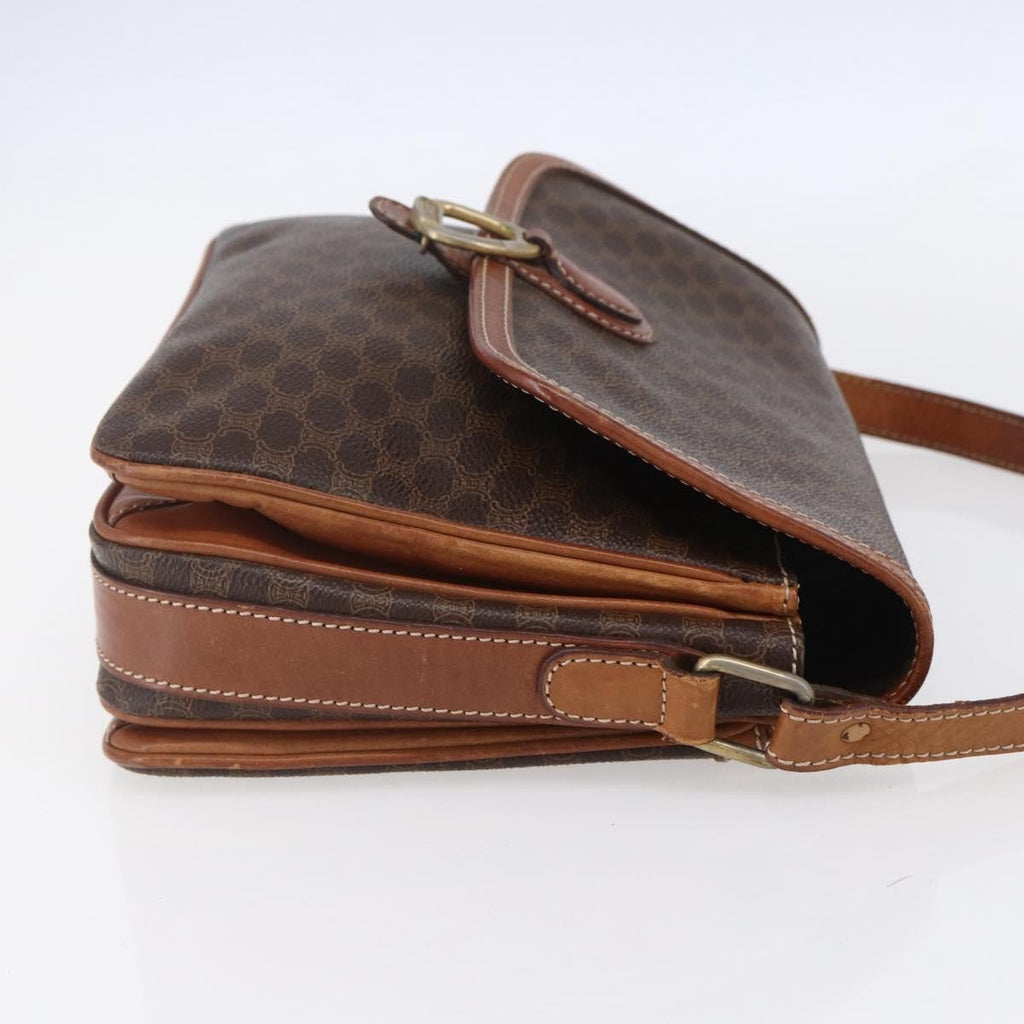 Celine Vintage Macadam Shoulder Bag Canvas And Leather Brown Canvas Shoulder Bag Bag