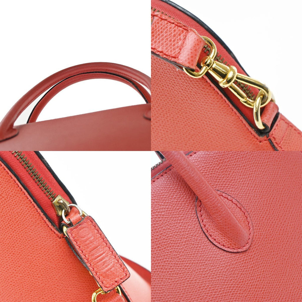 Celine Vintage Convertible Bowler Bag Leather Red Leather Handbag