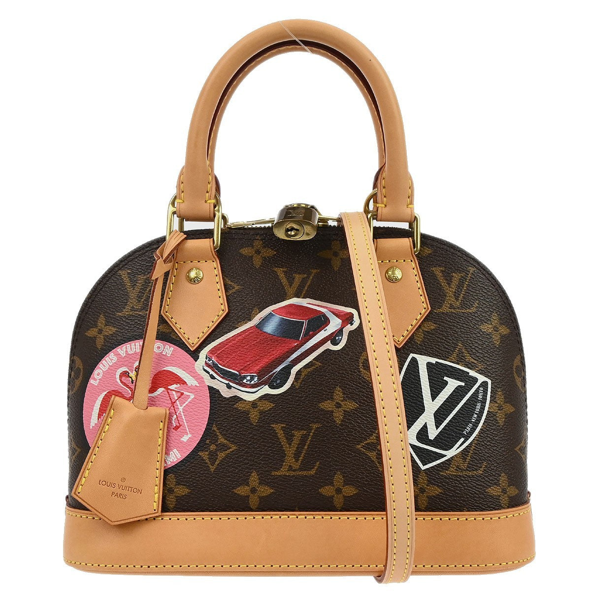 Louis Vuitton Alma Handbag Limited Edition World Tour Monogram Canvas Brown Canvas Handbag