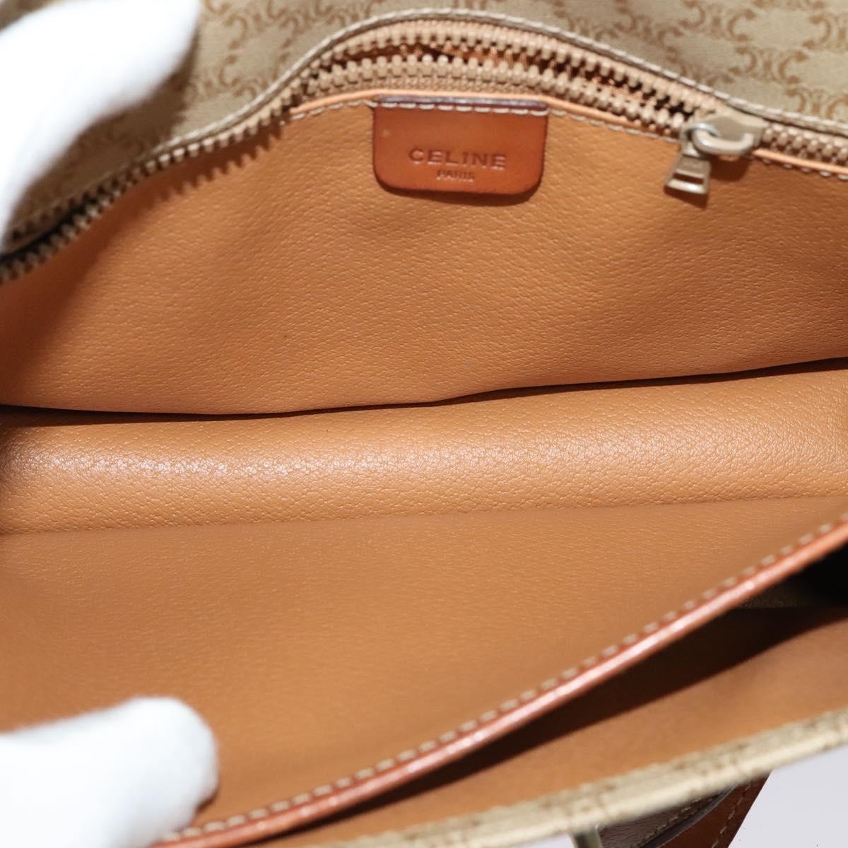 Celine Macadam Shoulder Bag Pvc Leather Beige Canvas Bag