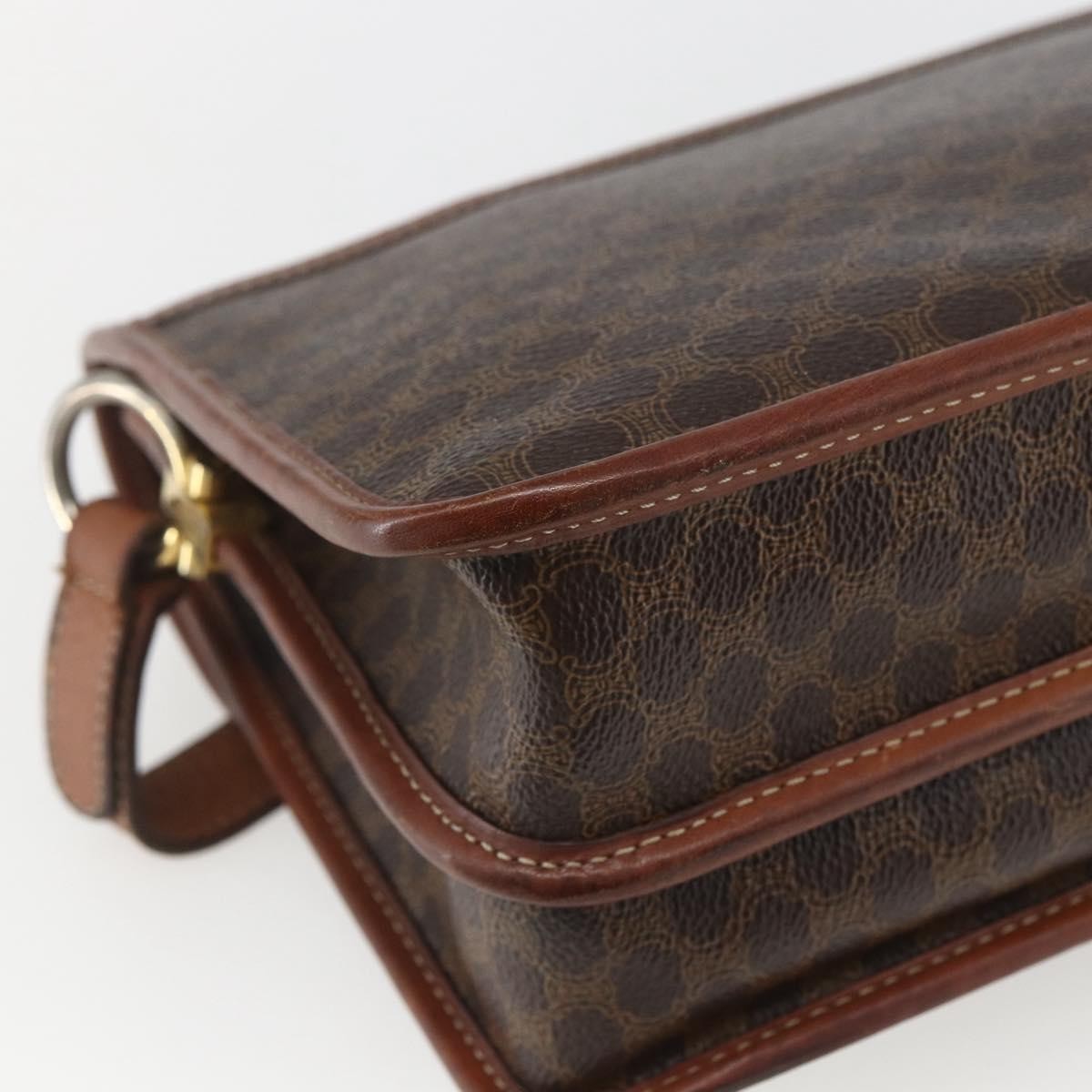 Celine Vintage Macadam Shoulder Bag Canvas Brown Canvas Shoulder Bag Bag