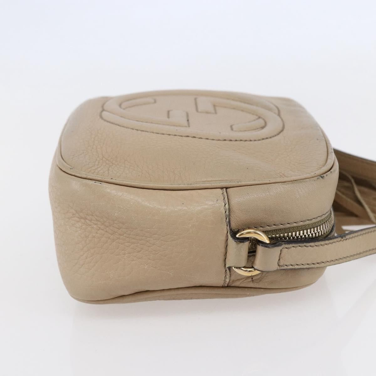 Gucci Soho Disco Crossbody Bag Leather Beige Leather Shoulder Bag Bag (Pre-Owned)