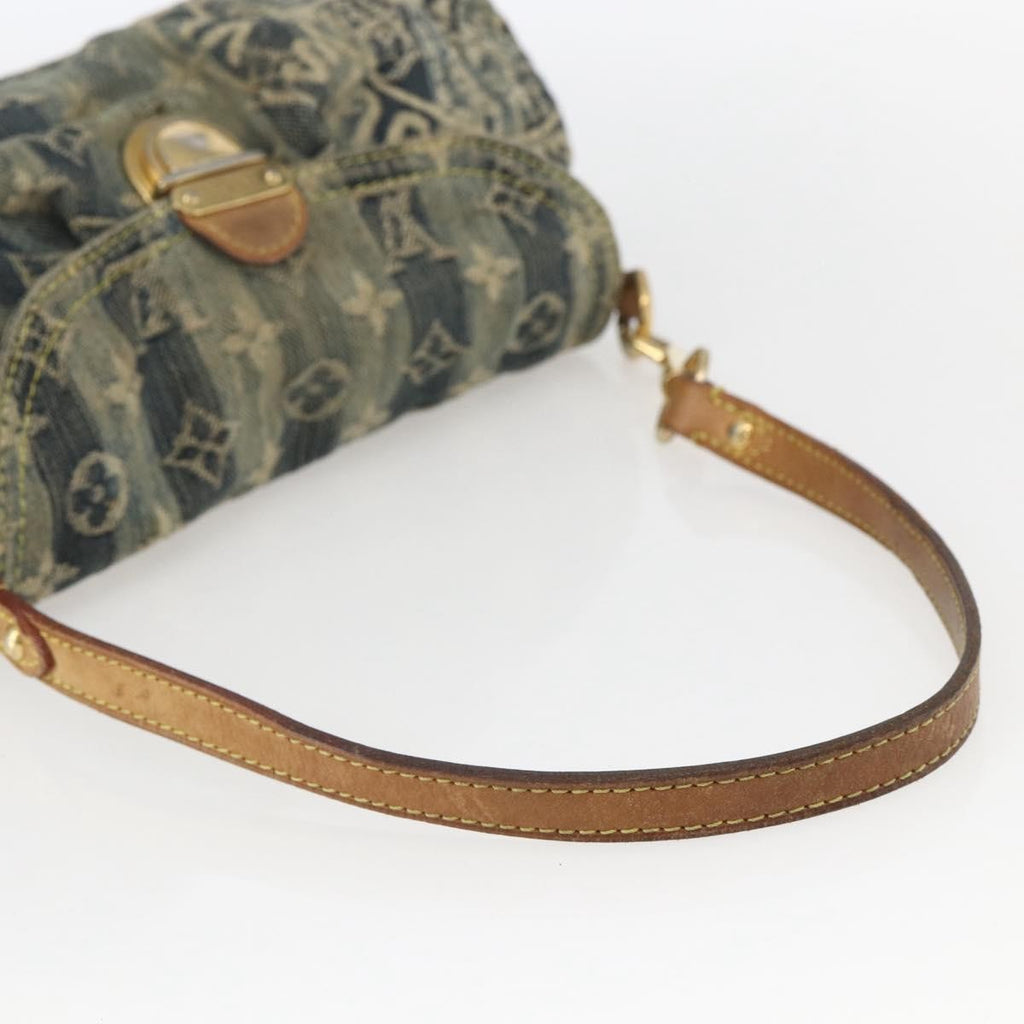 Louis Vuitton Pleaty Raye Handbag Striped Monogram Denim Blue Denim_Jeans Shoulder Bag