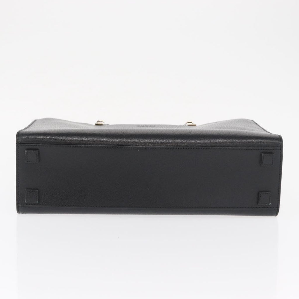 Gucci Vintage Bamboo Handle Bag Leather Black Leather Handbag (Pre-Owned)