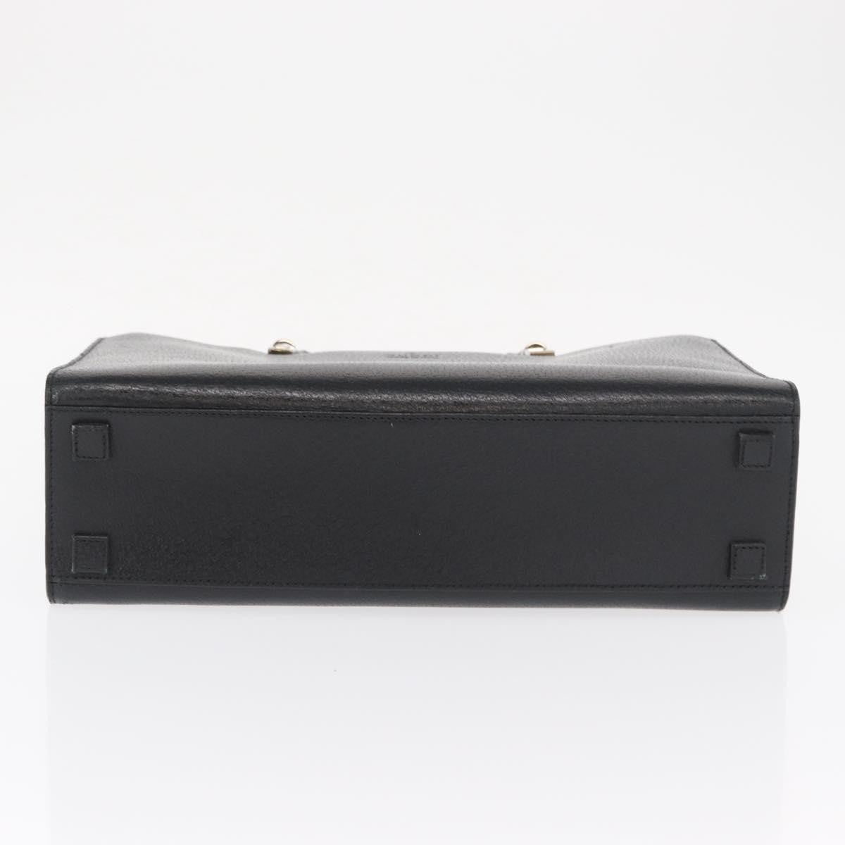 Gucci Vintage Bamboo Handle Bag Leather Black Leather Handbag (Pre-Owned)
