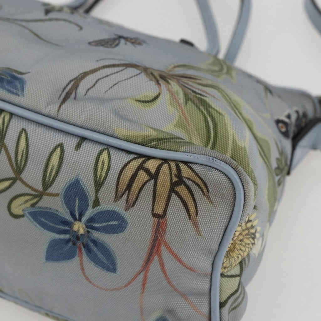 Gucci Convertible Zip Tote Flora Canvas Blue Canvas Tote Bag Bag (Pre-Owned)