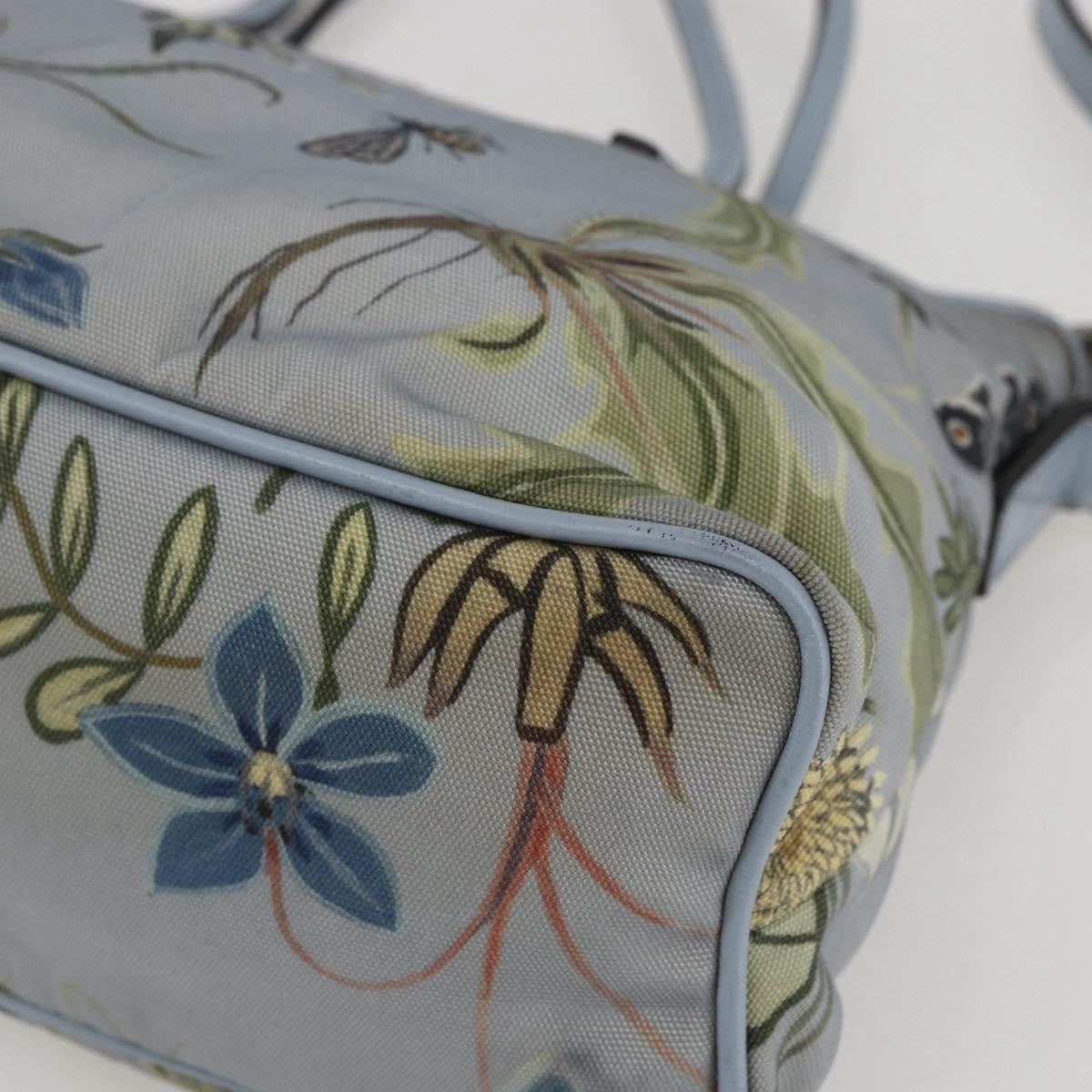 Gucci Convertible Zip Tote Flora Canvas Blue Canvas Tote Bag Bag (Pre-Owned)