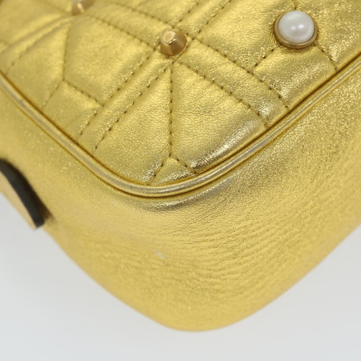 Gucci Gg Marmont Shoulder Bag Leather Gold Leather Shoulder Bag Bag (Pre-Owned)