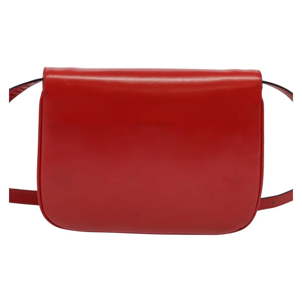 Celine Vintage Triomphe Shoulder Bag Leather Red Leather Shoulder Bag Bag