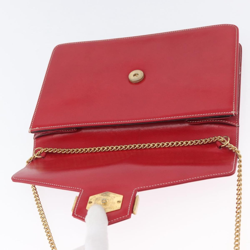 Christian Dior Vintage Cd Chain Flap Shoulder Bag Leather Red Leather Shoulder Bag Bag (Pre-Owned)