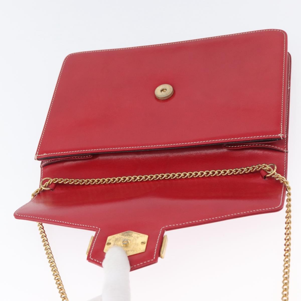 Christian Dior Vintage Cd Chain Flap Shoulder Bag Leather Red Leather Shoulder Bag Bag (Pre-Owned)