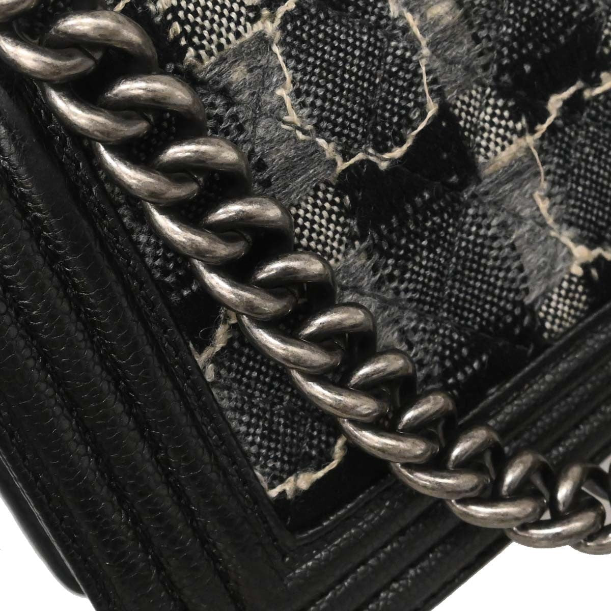 Chanel Boy Flap Bag Tweed And Leather Black Leather Shoulder Bag Bag