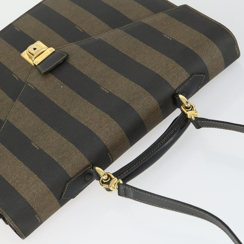 Fendi Vintage Pequin Briefcase Bag Coated Canvas Brown Canvas Briefcase Bag