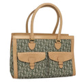 Christian Dior Vintage Trotter Double Pocket Tote Diorissimo Canvas Khaki Canvas Bag (Pre-Owned)