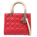 Christian Dior Bicolor Lady Dior Bag Cannage Quilt Lambskin Pink Leather Handbag (Pre-Owned)