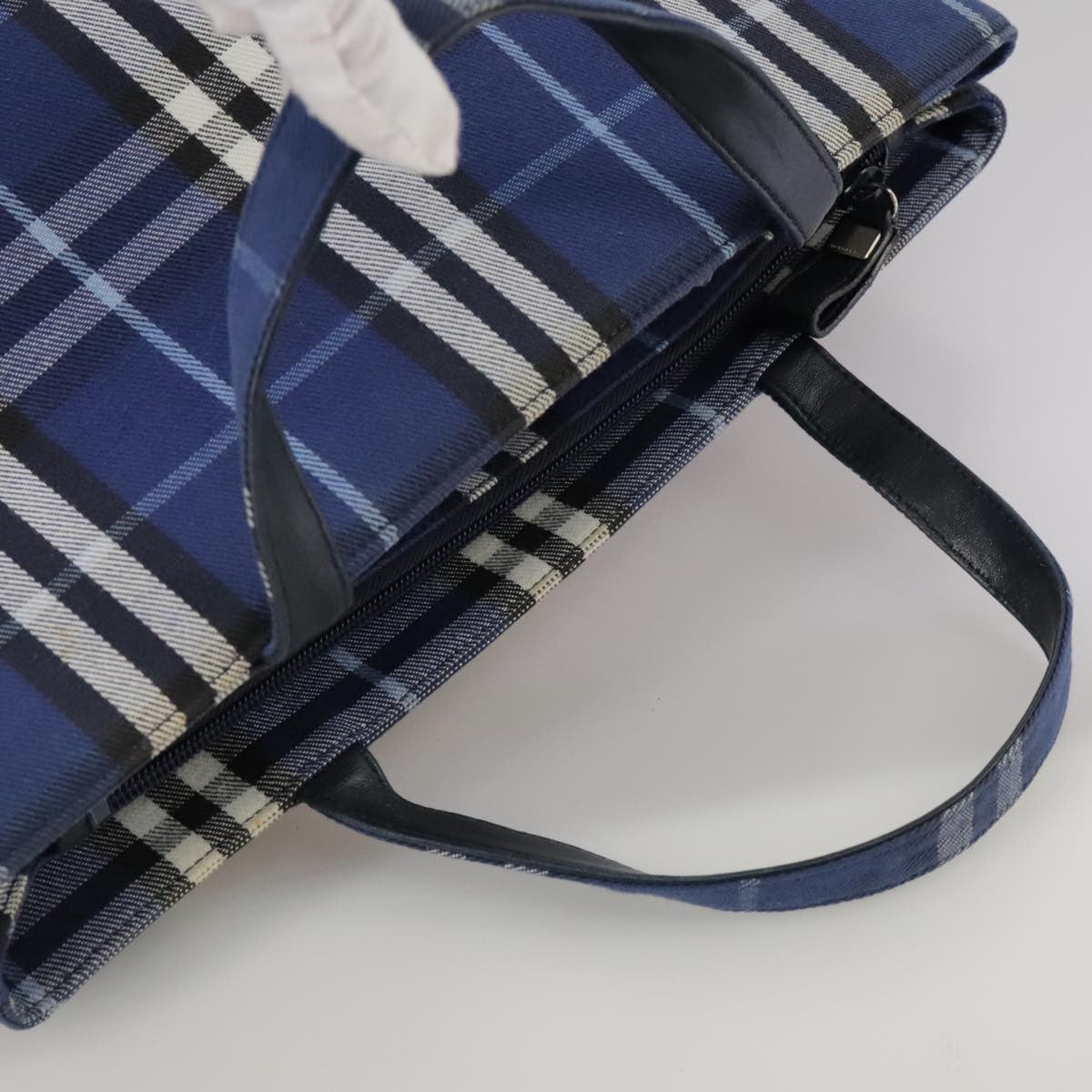 Burberry Nova Check Tote Canvas Check Pattern Blue Canvas Tote Bag