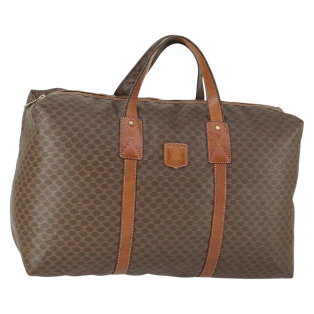 Celine Vintage Macadam Boston Bag Canvas And Leather Brown Canvas Travel Bag Bag