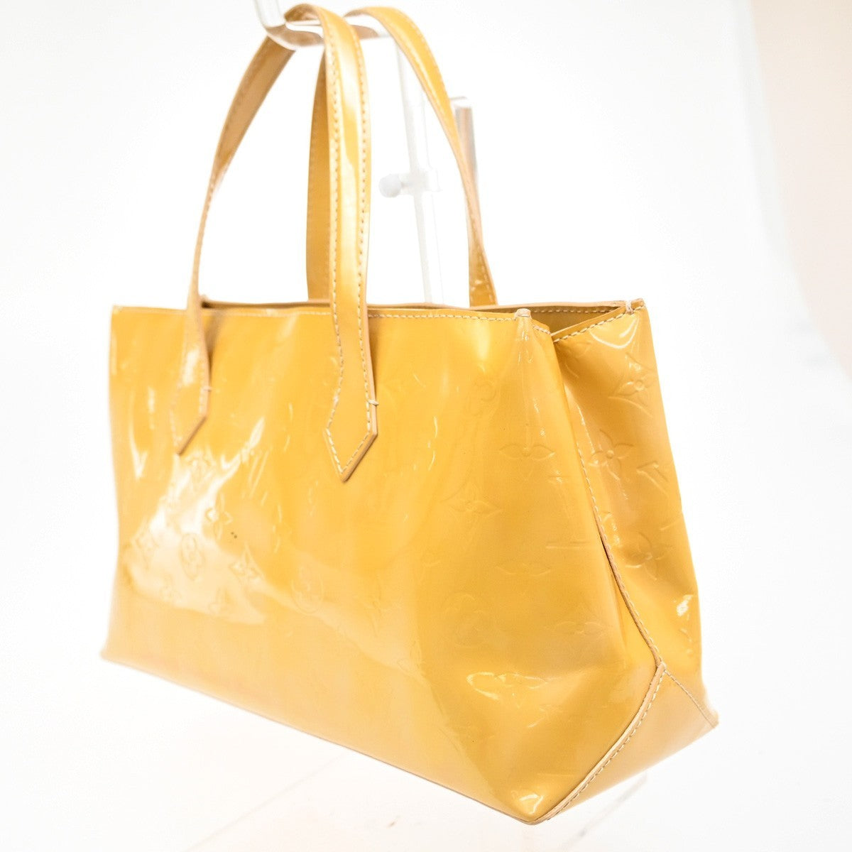 Louis Vuitton Wilshire Handbag Monogram Vernis Beige Patent_Leather Handbag