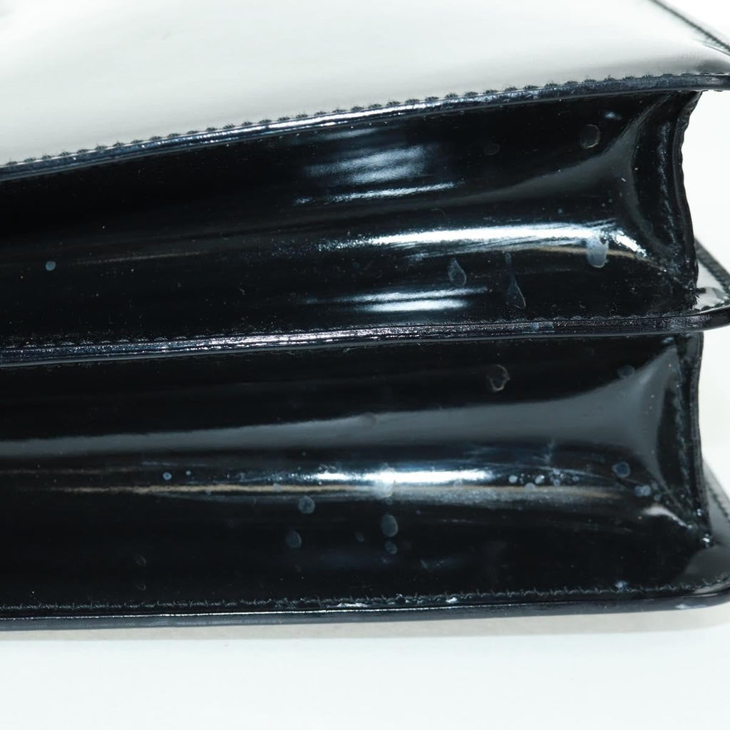 Gucci Vintage Bamboo Handle Bag Patent Leather Black Patent_Leather Handbag (Pre-Owned)
