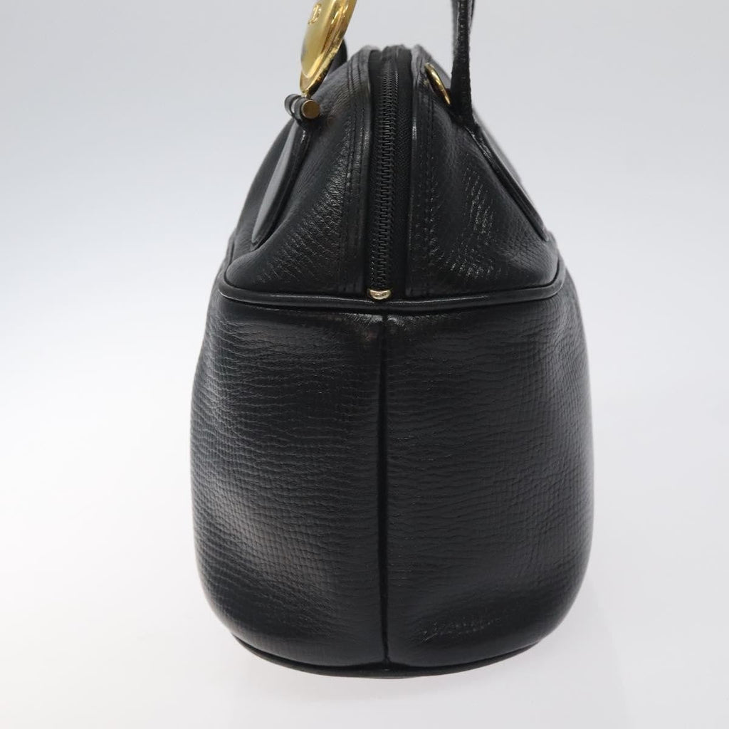 Christian Dior Vintage Cd Handbag Leather Black Leather Handbag (Pre-Owned)